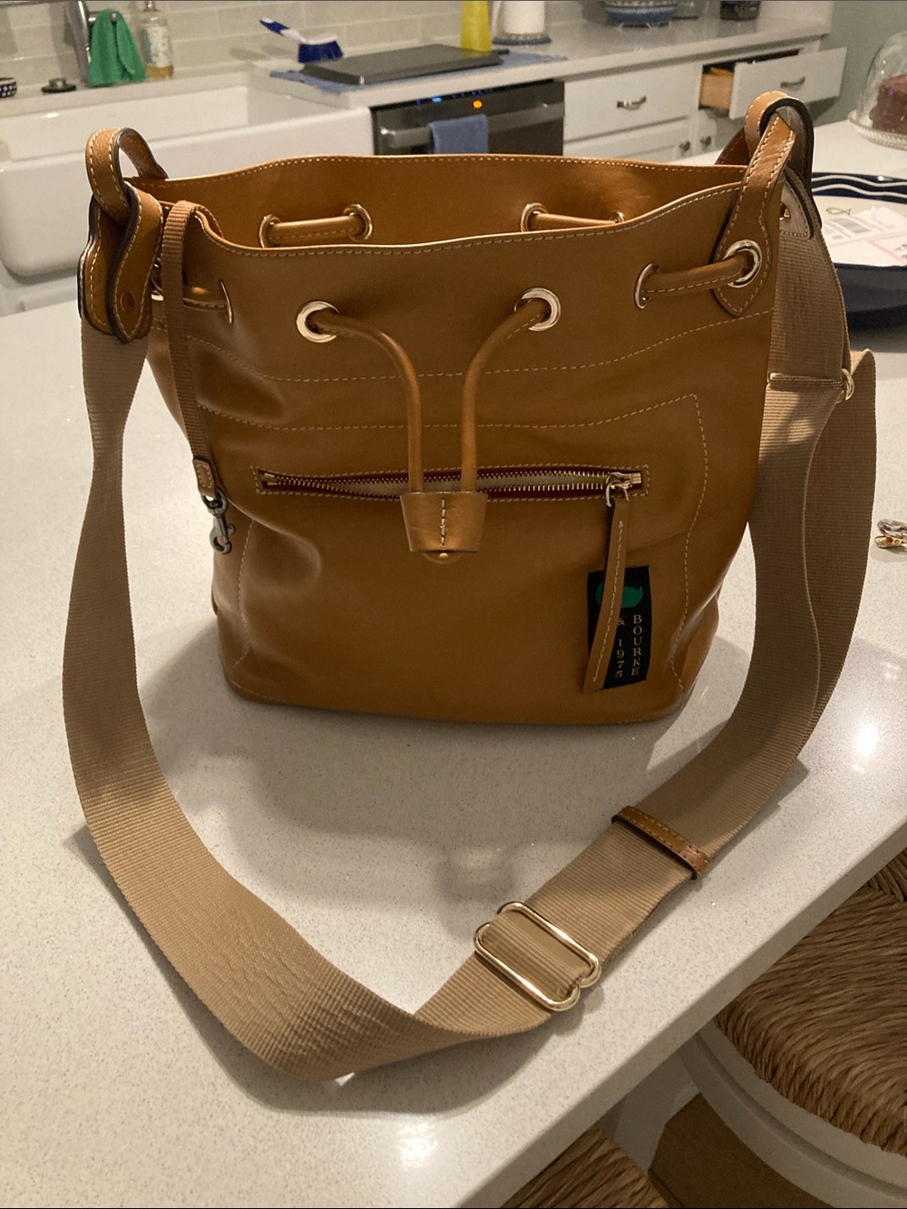 Dooney & Bourke Tan Drawstring Bucket Shoulder Bag - Picture 7 of 7